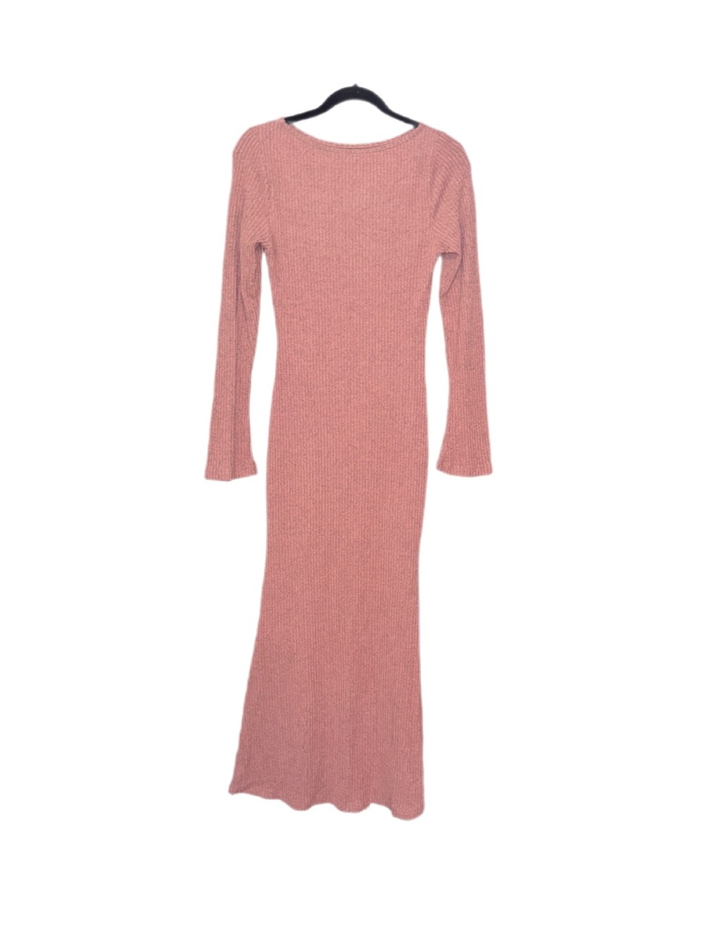 Long Sleeve Ribbed Maxi Dress in Dusty Rose Size XS